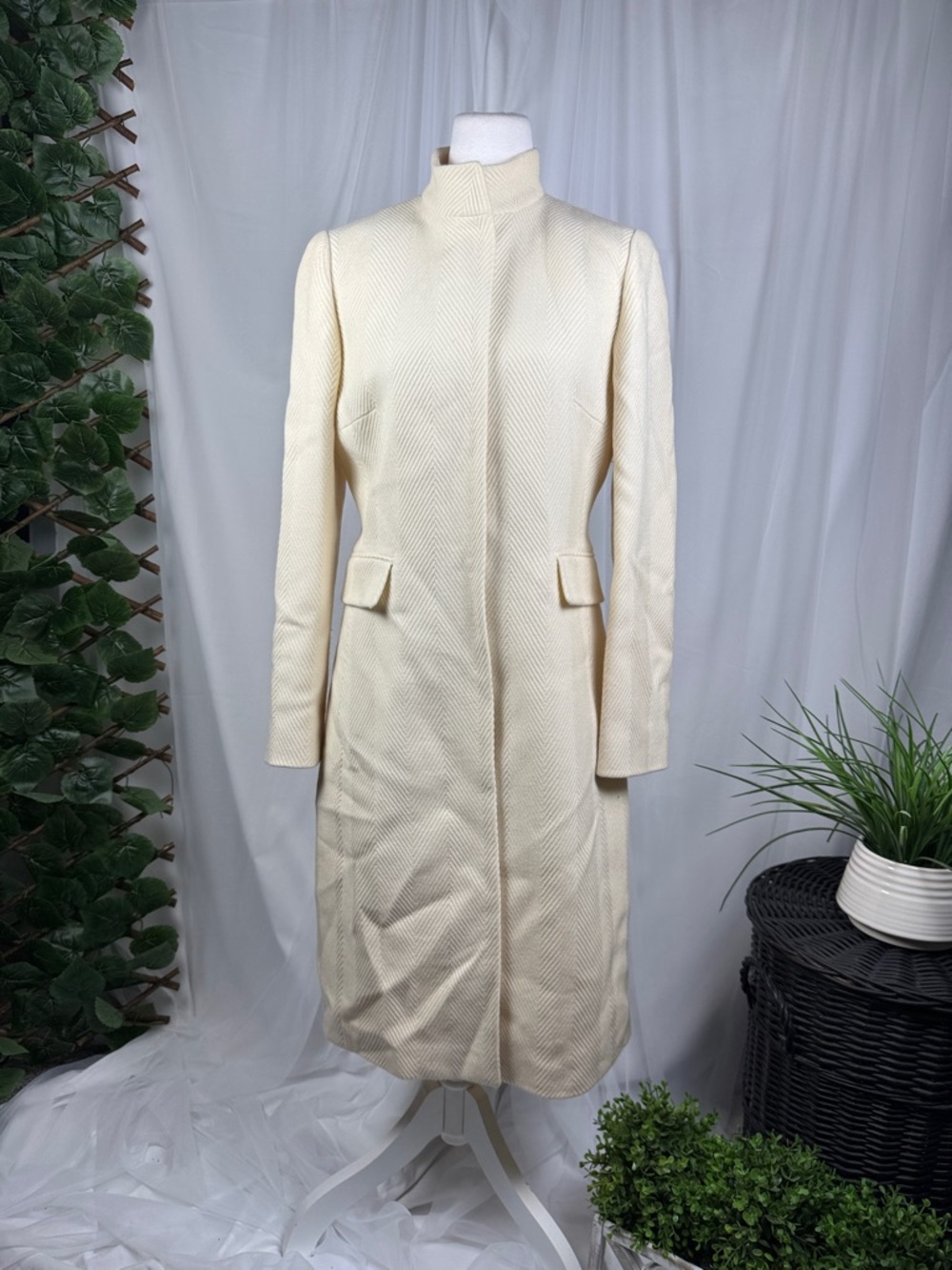 ANTONIO MELANI Cream Long Trench Coat 100% wool